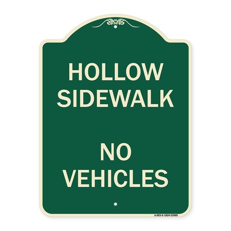 Signmission Hollow Sidewalk No Vehicles Heavy-Gauge Aluminum Architectural Sign, 24" x 18", G-1824-23905 A-DES-G-1824-23905